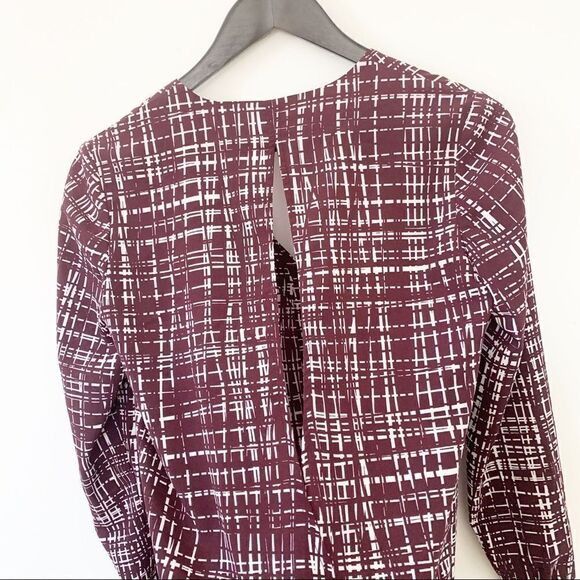 Banana Republic Factory Burgundy White Blouse - Picture 7 of 10